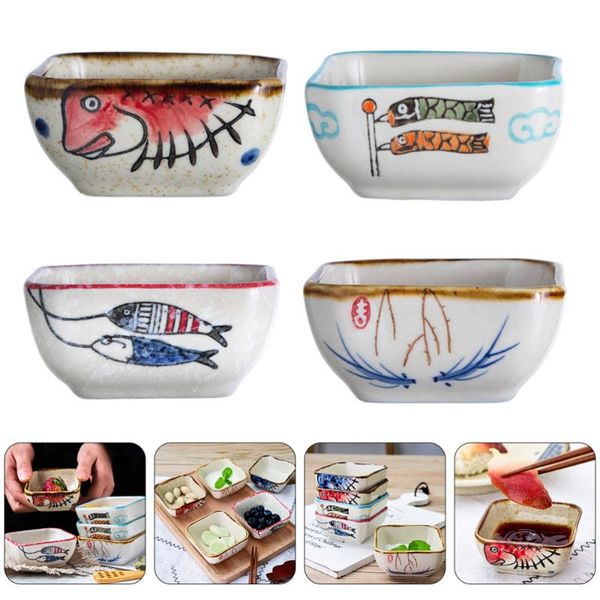 

dishes & plates 4pcs seasoning dish calvings sauce vinegar tableware dinner plate (random style)