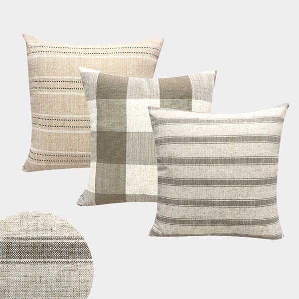 Leinen dekorative Kissen Fall Plain Stripe Square Grid Moderne einfache geometrische Couch Sofa Kissenbezug Home Decor Wohnzimmer 210315