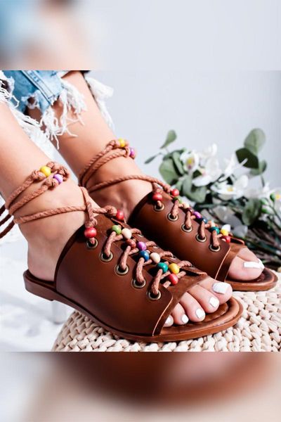 

sandals genuine leather cayla tan beads detailed wrist gusset, Black