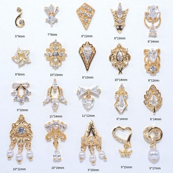 

nail art decorations luxury metal zircon jewelry crystal manicure diamond charms shiny pearl tool, Silver;gold