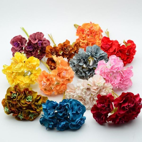 

6pcs silk carnation artificial flowers wedding home decoration accessories for christmas wreath fake stamens a cap diy g qylwwk