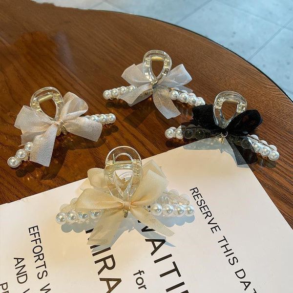 

hair clips & barrettes beaded claw clip elegant thick acrylic updo jaw with bow decor shower clamps for girls women 11.1cm ea, Golden;silver