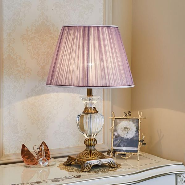 

european style simple light luxury pink crystal lamp for living room study bedroom bedside lamp wedding room decorative