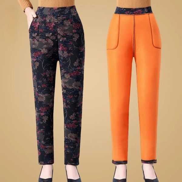 

women's pants & capris 2021 plus size 4xl mother straight embriodery floral high elastic waist tight women office lady trousers m16, Black;white