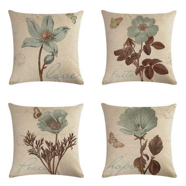

45cm*45cm antique orchid map linen/cotton pillow cover car seat cushion cover pillow covers decorative throw pillows