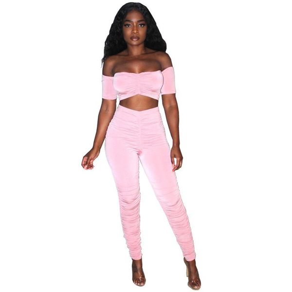 

women two piece set pink stacked leggings joggers stacked sweatpants women ruched pant pants sweat pants trousers, White