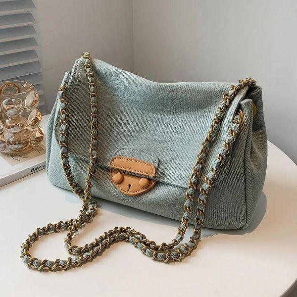 

evening bags fashion underarm shoulder for women vintage denim canvas large capacity crossbody bag solid color female handbag totes