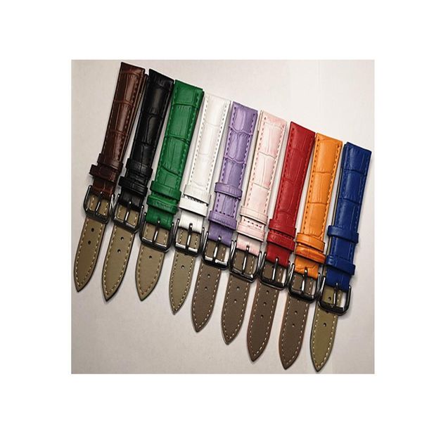

watch bands 2pcs/lot 12mm 14mm 16mm 18mm 19mm 20mm 22mm genuine cow leather band straps wrist part -2007122, Black;brown