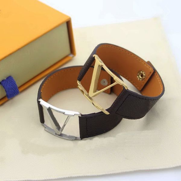 

europe america fashion lady women print letter flower pattern design hollow out engrave v letter metal wide leather bracelets bangle 2 color, Black