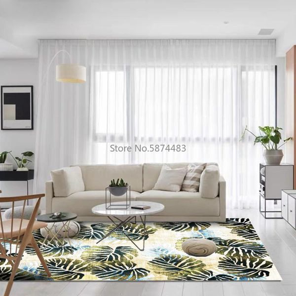 

fashion modern abstract green banana leaf plant living room bedroom bedside carpet floor mat customization