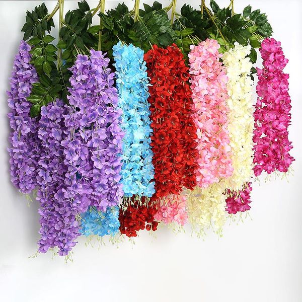 

decorative flowers & wreaths 6pcs wisteria vine artificial ivy silk arch wedding plant decoration home hanging wall decorations