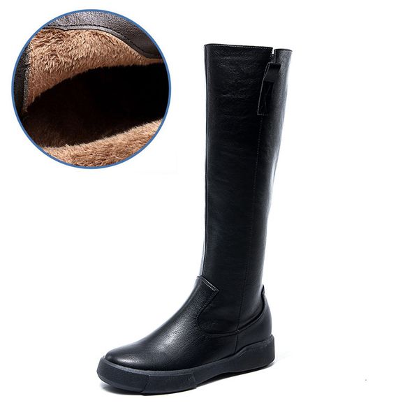 

swonco knee winter warm snow female high heel boots for women shoes j11v, Black