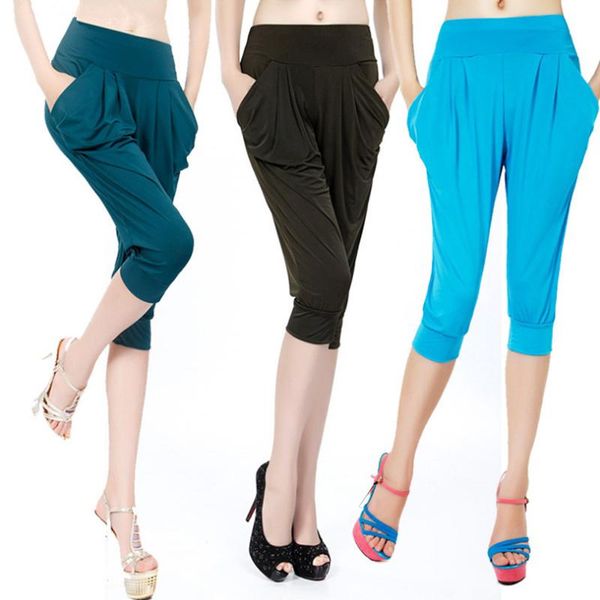 

women's pants & capris indjxnd harem summer short leggings candy color fashion loose pocket legging pleated trousers, Black;white