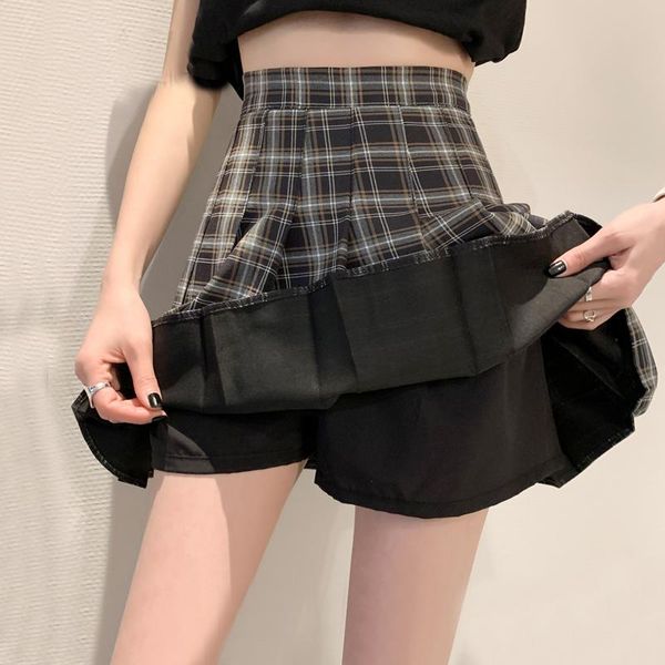 

skirts plaid skirt women's summer spring and autumn fashion in 2021, Black