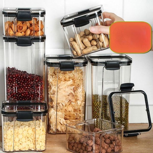 

storage bottles & jars dry food box containers transparent stackable kitchen spaghetti noodles sealed tank organizers