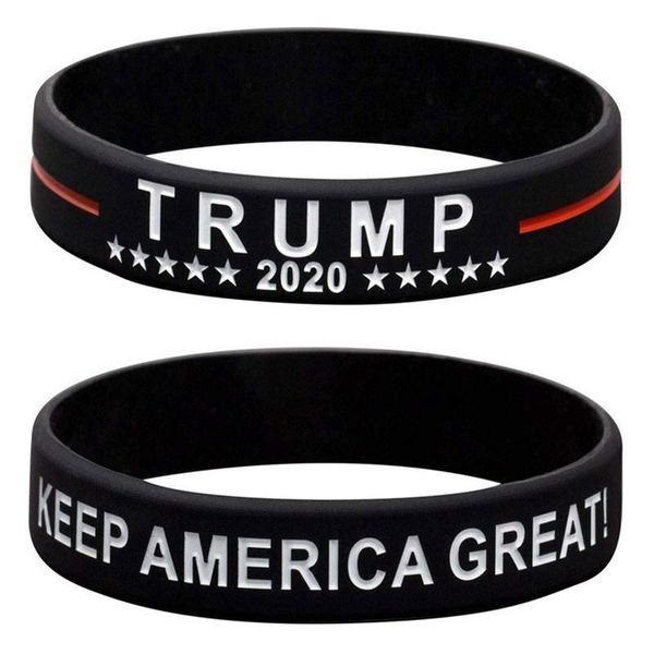 

charm bracelets 1pc united state american usa america bracelet wristband trump 2021 blue thin line silicone rubber, Golden;silver