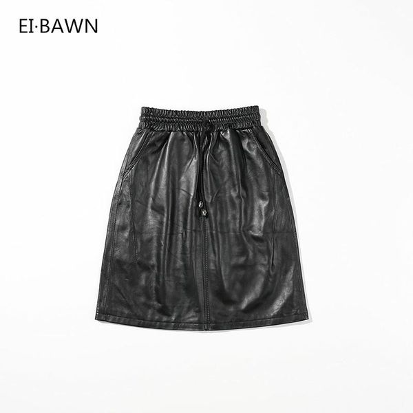 

2021 genuine leather skirts women black streetwear vintage leather high waist female skirts autumn winter real sheepskin