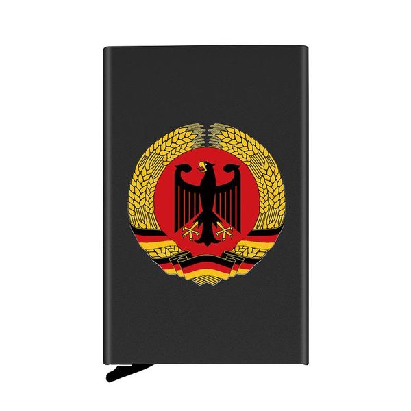 

card holders german national emblem digital printing fully automatic men anti metal holder wallet women aluminum case, Brown;gray