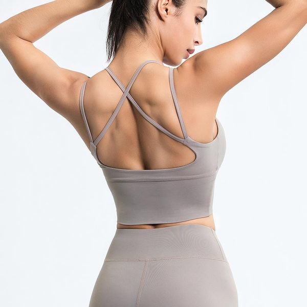 

gym clothing sports bras for women comfortable yoga bra running crossback workout clothes shockproof fitness underwear, White;black