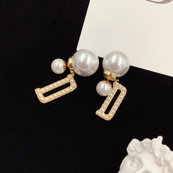 

[gaopin] dijia d pearl earrings female 925 silver needle earrings brass vintage earrings, Golden;silver