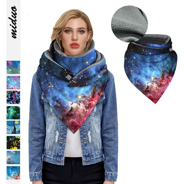 

autumn and new star digital printing winter skiing windproof triangle scarf fleece warm mask, Blue;black