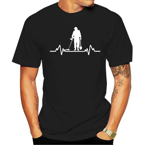 

men's t-shirts metal detector heartbeat detectorist t-shirt, White;black