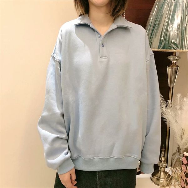 

brandymelville official website autumn and winter new polo lapel loose plush bm couple sweatshirt women, Black