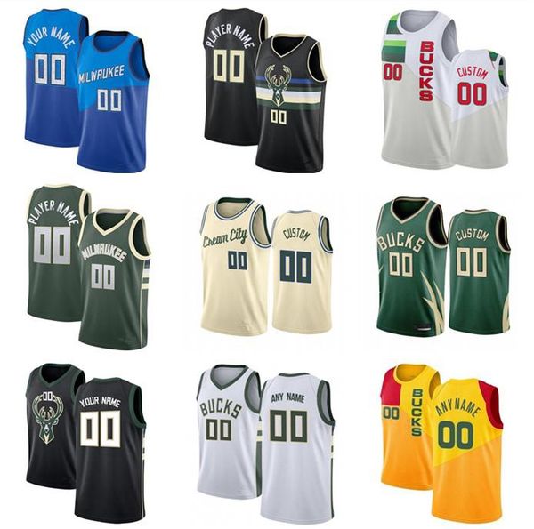 

custom giannis 34 antetokounmpoo basketball jerseys khris 22 middleton jrue 21 holiday donte 0 divincenzo men brook 11 lopez, Black