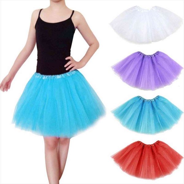 

3 layers 40cm princess midi women skirts tulle pleated dance tutu womens lolita petticoat jupe saia faldas party, Black