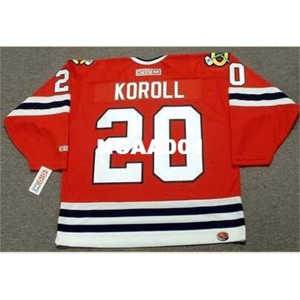 

001s #20 cliff koroll chicago blackhawks 1975 ccm hockey jersey or custom any name or number retro jersey, Black