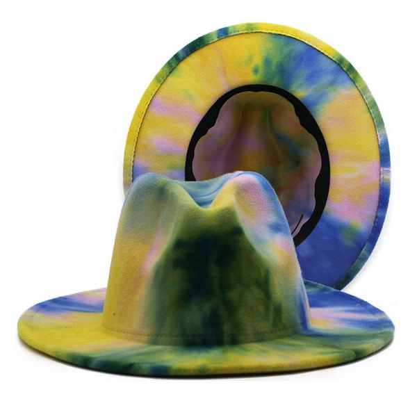 

wide brim hats low moq custom fedora party panama tie dye hat, Blue;gray