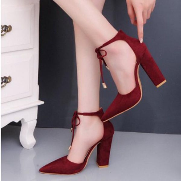 

dress shoes pamanni women pumps ankle strap lace-up female high heels plus size square heel elegant fashion office ladies loafers, Black