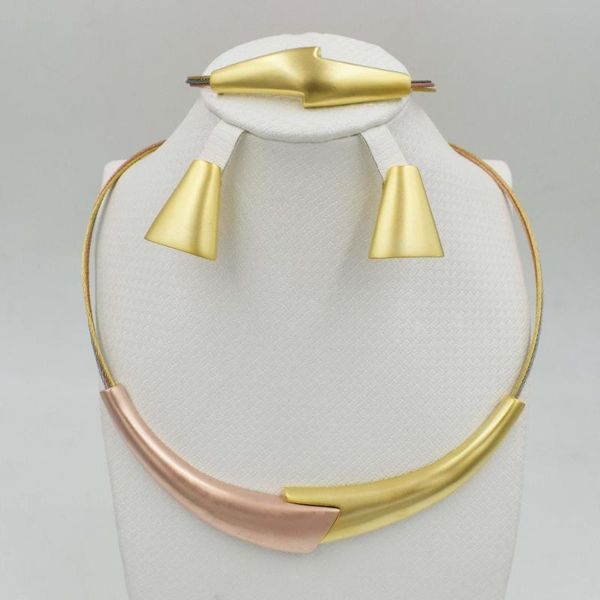 

earrings & necklace 2021 design fashion dubai jewelry set 3color nigerian wedding african beads parure bijoux, Silver