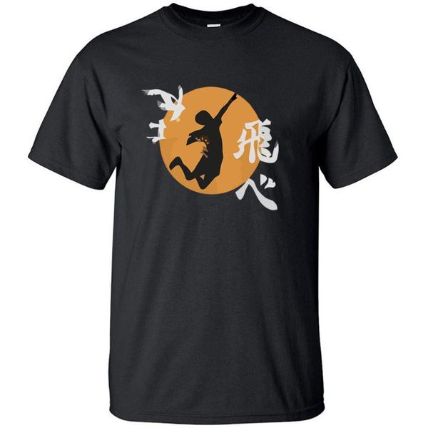 

men's t-shirts japanese anime haikyuu hinata shoyo retro outdoor t shirt printed short sleeve tshirts vintage cool men cotton tshirt, White;black