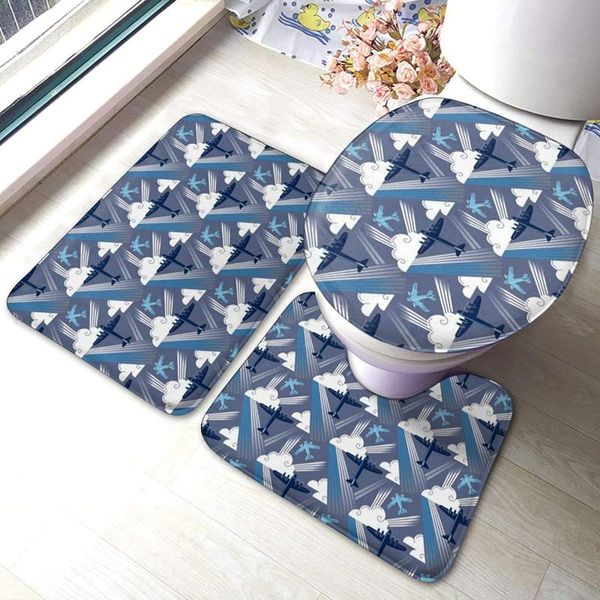 

bath mats modern aviation c 3 piece set non-slip rug mat shower and toilet covert