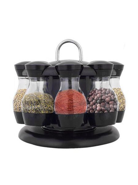 

storage bottles & jars 8 jar rotating spice rack carousel kitchen holder condiments container seasoning bottle set