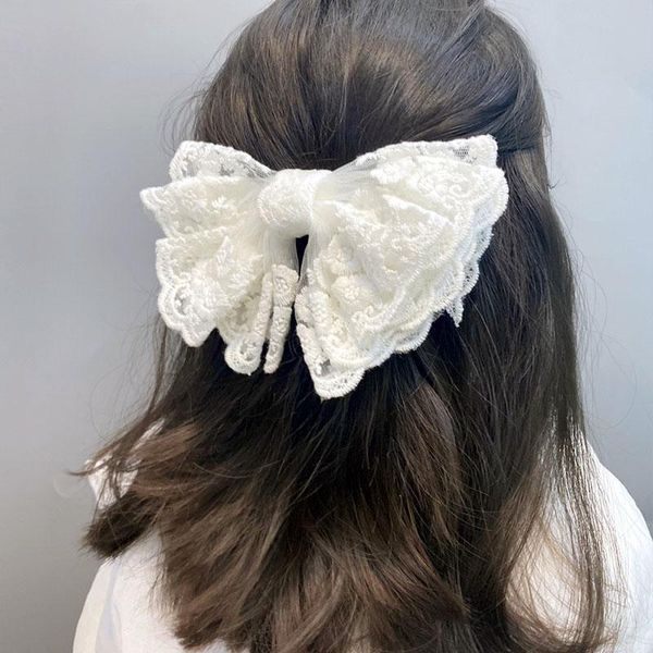 

hair clips & barrettes cute romantic big bowknot for girls lace floral embroidery hairpin butterfly accessories jewelry women, Golden;silver