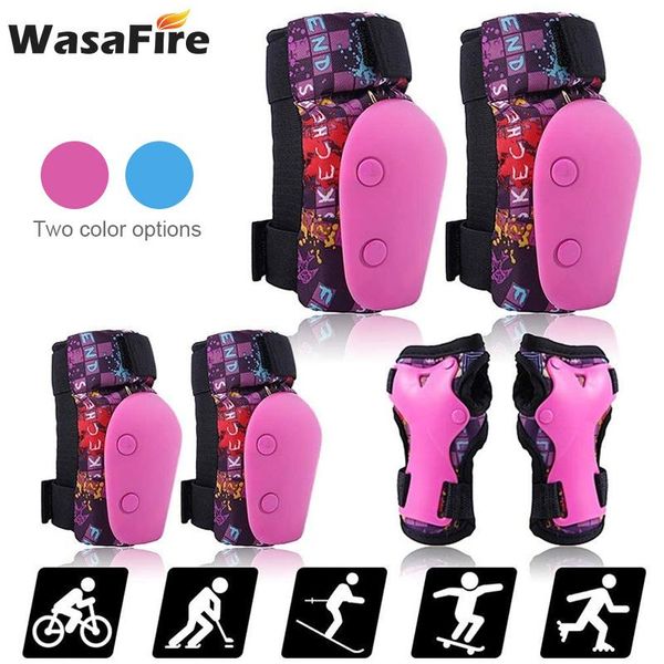 

elbow & knee pads 6pcs/set skating protective gear set wrist guard bicycle skateboard ice skate roller bike protector for kid, Black;gray