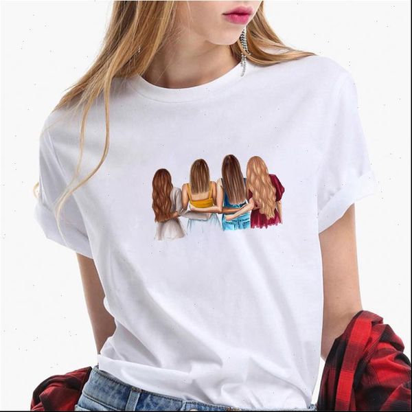 

2021 new women t shirts casual harajuku girl printed tee summer female t shirt short sleeve t shirt women tees, White
