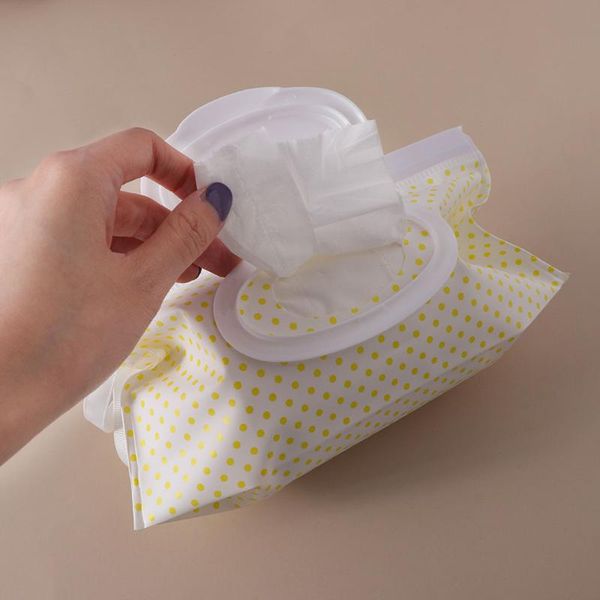 Caixas de tecidos Guardanapos de limpeza de lenços de limpeza Reutilizável para casa portátil 1 pc eco-friendly wet wipe wipe saco recipiente desenho animado padrão