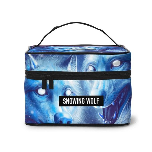 

snowing wolf howling wolves wildlife animal makeup bag women cosmetic bag toiletries organizer storage make up cases