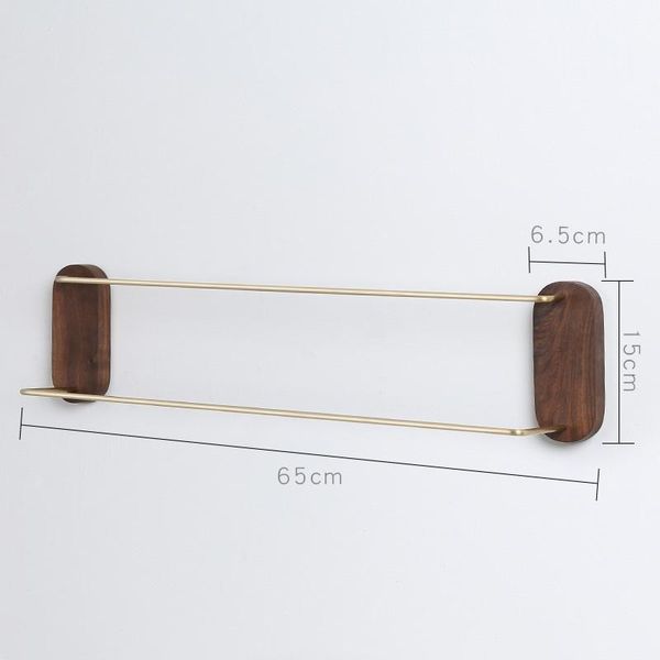 

towel racks bathroom rack brass single-rod pole bath black walnut double