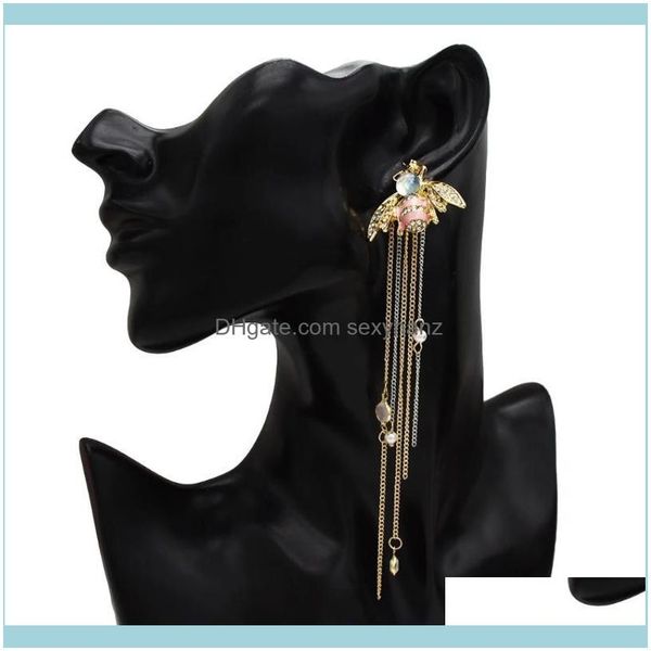 

jewelrygirl crystal earrings for women bridal statement jewelry flower bee shape long hanging earring cocktail party dangle & chandelier dro, Silver
