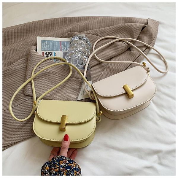 

cross body simple female daily bag solid color pu travel messenger bags retro clasp street shoulder satchel