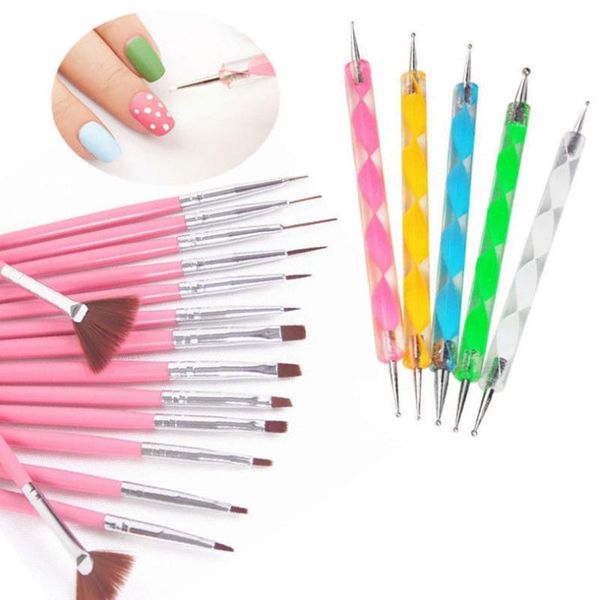 

dotting tools 20 piece/set nail brush painted potherapy point drill pen durable convenient tool exquisite easy use, Silver
