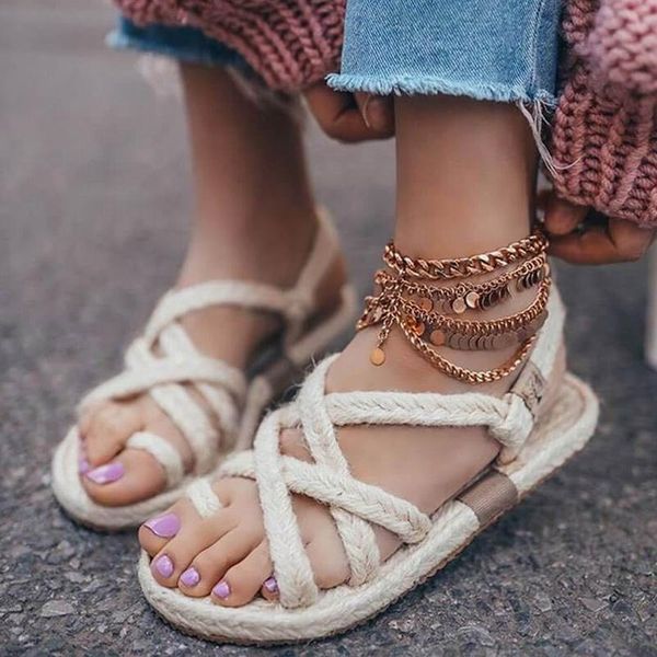

dress shoes 2021 summer women woven sandals female beach flat flats comfortable sandalia feminina drop, Black