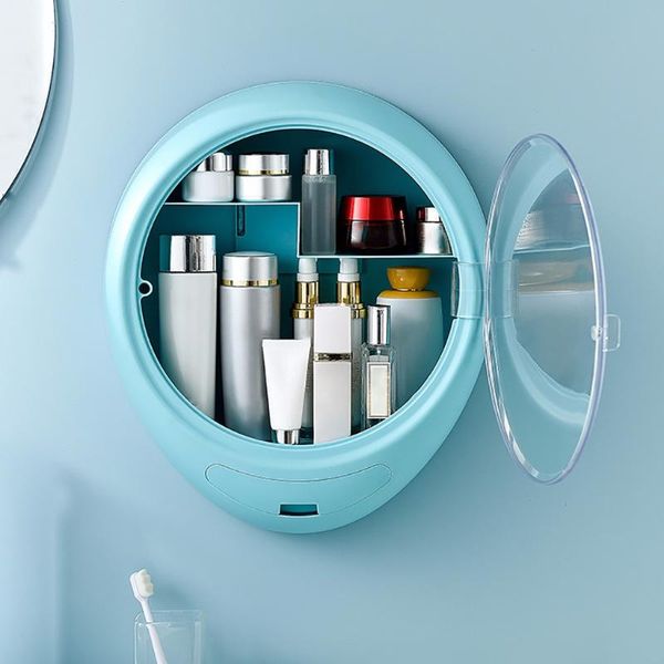 

bathroom storage & organization wall-mounted cosmetic makeup display holder dust-proof organizer rack lipstick box beauty container gift