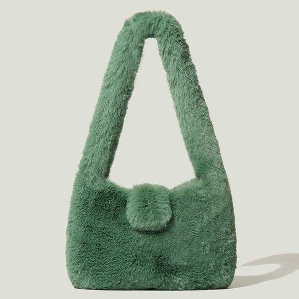 

bags plush women's bag evening 2021 fashion handbag personality versatile solid color single shoulder menger tote