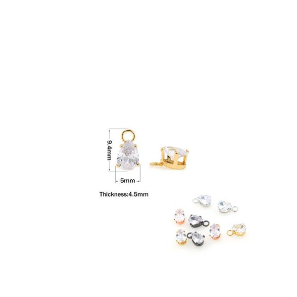 

charms luxury women's transparent drop-shaped zircon pendant necklace gold crystal stone ladies jewelry diy production, Bronze;silver
