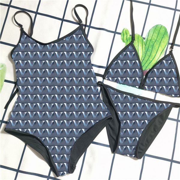 

trendy women split bikini set letter pattern printed swimwear summer beach bodysuit push up halter bathing suit, White;black